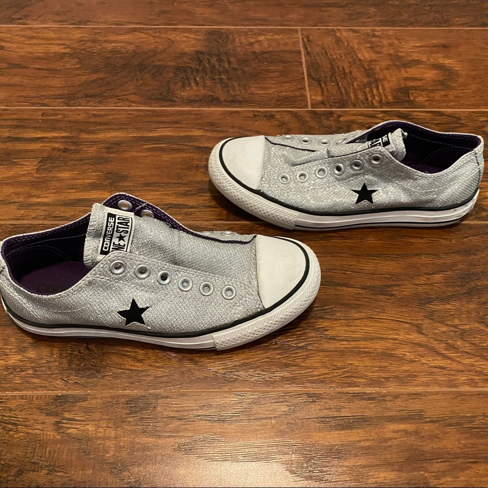 Converse One Star Silver Glittery Sparkly Sneakers Shoes